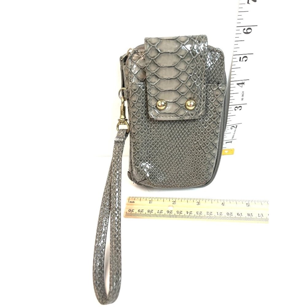 Snake Print Faux Leather Wristlet Wallet Multiple Compartments & Zipper Closure